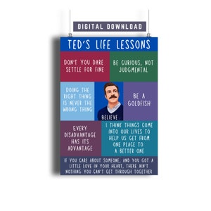 Ted Believe Be Curious Not Judgmental Download digitale Poster, stampa da parete programma TV, regalo per fan di Roy Kent, idea regalo per papà, PNG stampabile per ufficio