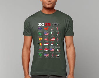 Formula 2025 Tshirt, Season Race Country Flags, Motorsport