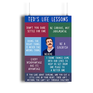 Pôster Ted Believe Be Curious Not Judgmental, Impressão de arte de parede, Programa de TV, Presente de fã de Roy Kent, Ideia de presente para pai, Decoração de casa de caverna de homem de escritório A4 A3