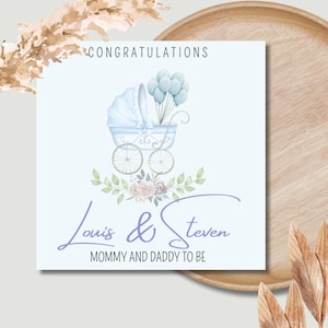 Mama en papa to be-kaart, gefeliciteerd zwangerschapskaart, zwangerschapskaart, Cuite Animal-babyshowerkaart, aanstaande papa en mama