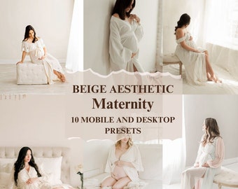 10 Beige Aesthetic Lightroom Presets, Neutral Instagram Filters – Soft Pregnancy & Mobile/Desktop Photo Edits