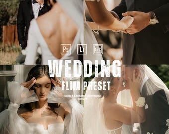 20 Wedding Film Lightroom Presets | Rich Brown & Muted Tone Filters | Warm Gold Luxury Presets for Love Story Photography