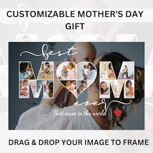 Collage con cornice per foto della mamma, esposizione di foto personalizzata, regalo modificabile su Canva per la mamma, collage personalizzato per la mamma, regalo per la festa della mamma