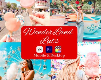 WONDERLAND LUTs For Color Grading,Mobile &Desktop,Bright Colorful LUTs,Premiere Pro LUTs,Da Vinci LUTs,VN LUTs,Final CutPro LUTs,VideoFilter