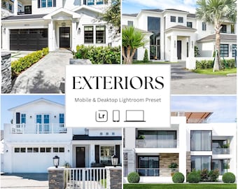 15 Real Estate Lightroom Presets | Mobile and Desktop Exterior Filters | Bright Clean HDR Presets for Property & Architecture Photography
