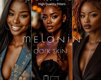 24 Dark skin Melanin Preset, Desktop and Mobile Fliters, Queen, Dark, Moody, Noir, Classy Blogger and  Influencer Preset