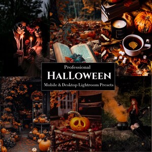 15 Halloween Lightroom-presets voor mobiel en desktop, griezelige horrorpresets, Dark Moody Pumpkin Autumn-preset voor fotografiepresets
