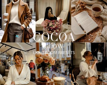 Cocoa Glow Lightroom Presets | Warm Chocolate and  Fashion Filters – Mobile & Desktop Aesthetic Skin Tone Edits for Influencer and Bloggers