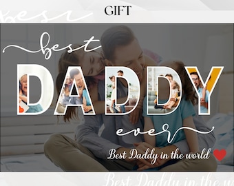 Daddy photo frame collage, Custom photo display, Canva editable gift for father, Personalized collage for daddy, Father&#39;s Day gift