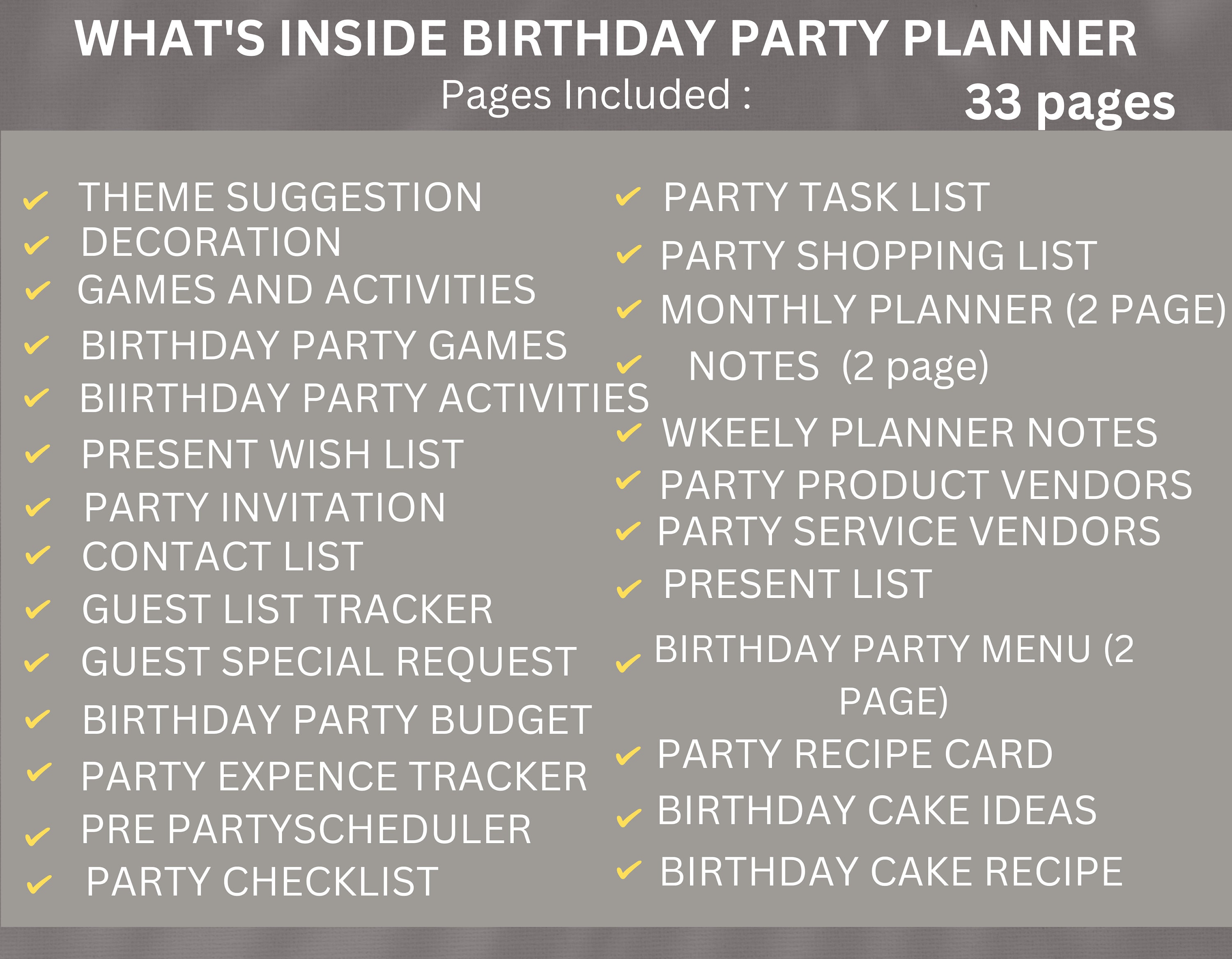 Printable Birthday Planner,birthday Party Organizer, Digital Birthday ...