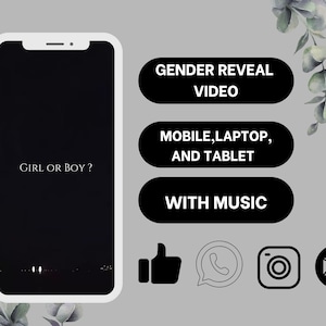Gender Reveal Video,Digital Pregnancy Announcement  It&#39;s a  Girl , Instant Download Video for Husband, Grandparents, & Friends, social media