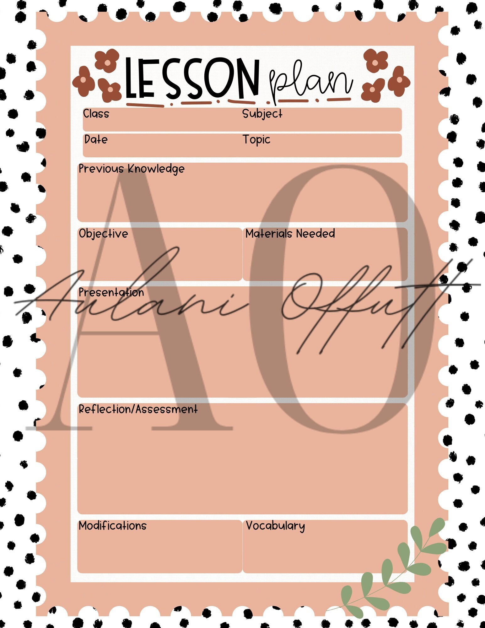 Lesson Plan Template - Etsy