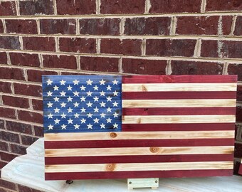 Rustic Wooden American Flag