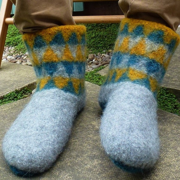 Felted Slippers Knitting - Knit Booties  PDF Felted Slippers Knit Wool Pattern