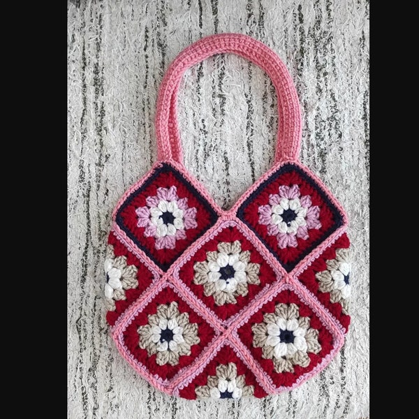 Granny square purse pattern - Granny Square Knitted Bag - Pattern PDF