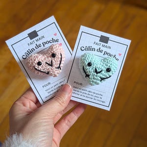 Mini gehaakt hart - zakdeken - zakcharme, geluksbrenger en zero waste cadeau