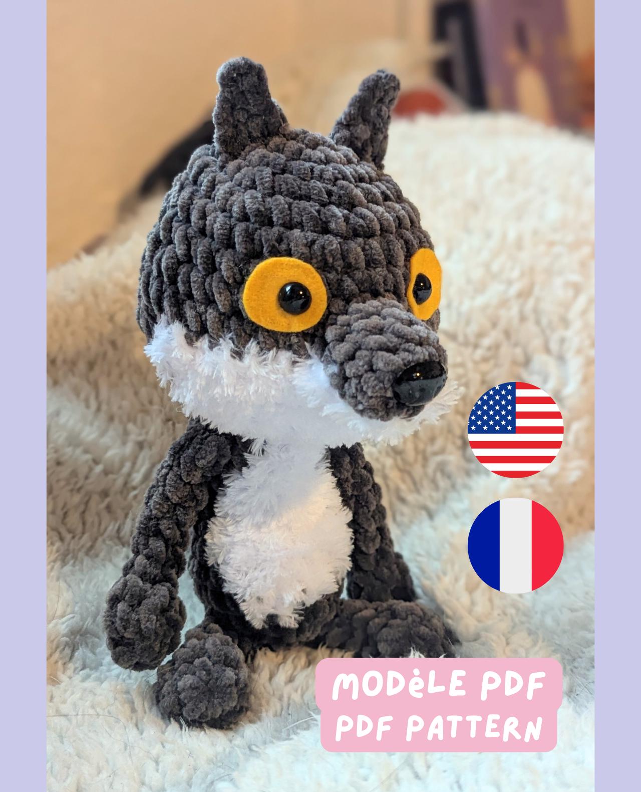 saページ　　オオカミ　あみぐるみ　月 かぎ針編みのオオカミの模様 - Etsy 日本