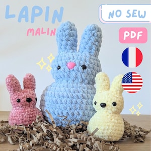 Modèle de Crochet facile lapin en français et anglais  | Amigurumi lapin Peep Sans Couture - DIY Peluche Mignonne rapide  à Faire Soi-Même