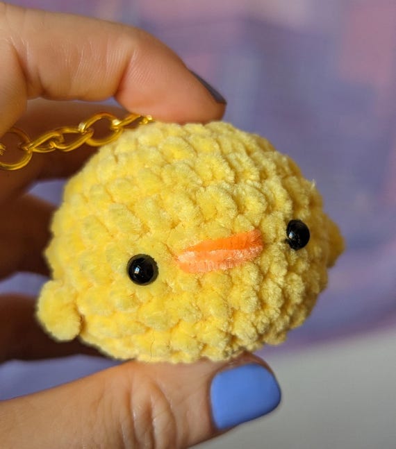 Porte-clés Peluche Poussin Jaune Mignon - 9 Cm - Accessoire Déco Pour Sac à Dos Ou Trousseau De Clés