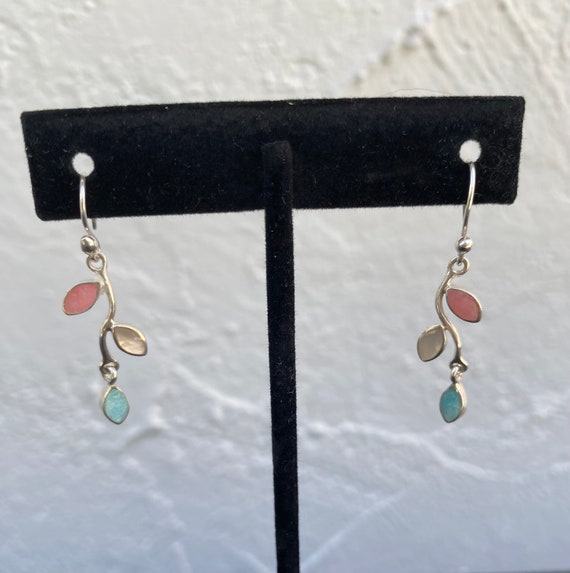Peruvian sterling silver earrings with turquoise,… - image 1