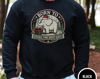 Vintage White Elephant Party Sweatshirt, Retro Christmas Gag Gift Crewneck