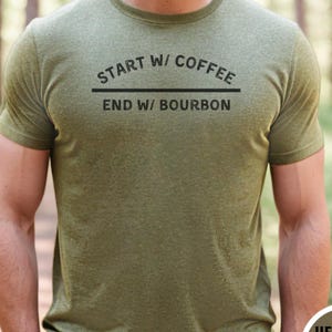 Coffee and Bourbon Graphic Tee, Funny Whiskey Shirt for Men