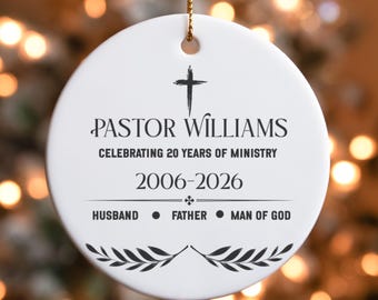 Pastor Years of Ministry Personalized Ceramic Christmas Ornament