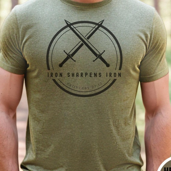 Mens Christian Shirt, iron sharpens iron Bible Verse Shirt, Christian Clothing Shirt, Religious Shirts, Christianity Gift for Him