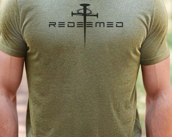 Redeemed Christian T-Shirt: Cross Graphic Bella+Canvas Faith Apparel