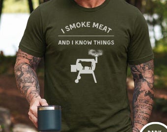 Funny BBQ Shirt - I Smoke Meat and I Know Things Pitmaster Tee