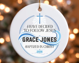 Personalized Adult Baptism Ceramic Ornament, Baptized in Christ