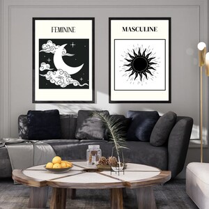 Moon and Sun Printable Wall Art, Feminine and Masculine