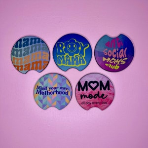 Mama Car Coasters - Set of 2 Car Coasters, Car Accessories, Small Gifts, New Driver Gift, Mama, Boy Mom, Teacher Gift