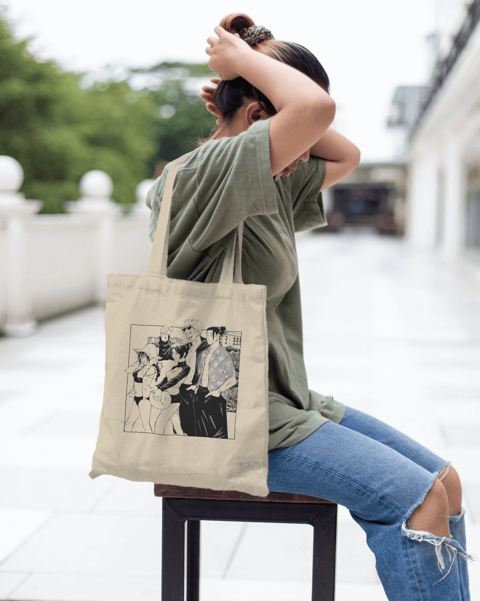 Gojo Satoru & Geto Suguru in Okinawa Beach - Cotton Canvas Tote Bag