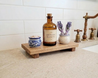 Solid Maple or Red Oak Caddy – Minimalist Bathroom Kitchen Organiser Stand