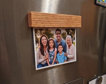 Handmade Red Oak Wood Fridge Magnet, Rustic Kitchen Decor, Solid Wood Office Whiteboard Holder