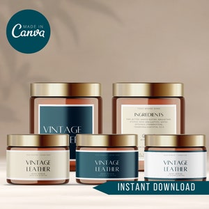 Modern Editable Canva Jar Label Template | Minimalist Skincare and Cosmetics Label Designs, Printable Product Labels for Boutiques