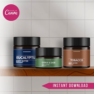 Bold Editable Canva Jar Label Template | Skincare and Cosmetics Minimalist Label Designs, Printable Product Labels for Boutiques
