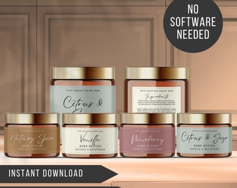 Weiche Boho bearbeitbare Canva Glasetikettenvorlage | Etiketten-Designs für Hautpflege und Kosmetik, druckbare Produktetiketten für Boutiquen