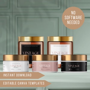 Elegant Editable Canva Jar Label Template | Skincare and Cosmetics Label Designs, Printable Product Labels for Boutiques