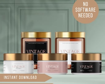 Elegante bearbeitbare Canva-Glas-Etikettenvorlage | Etikettendesigns für Hautpflege und Kosmetik, druckbare Produktetiketten für Boutiquen