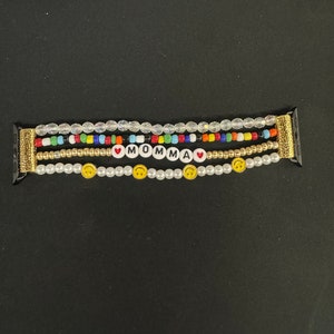 Personalized beaded apple watch band