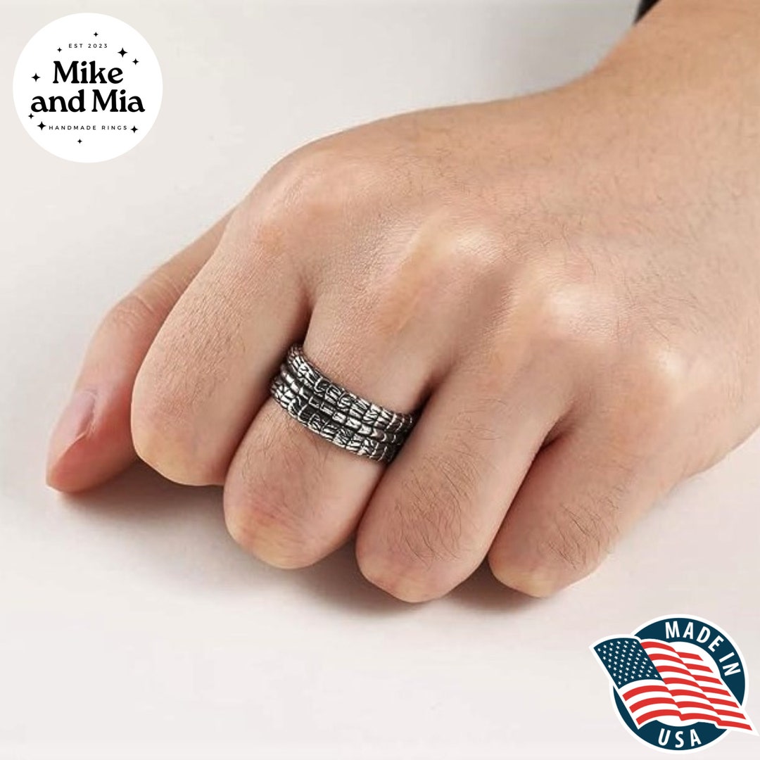 Dragon Scale Wedding Band Custom Stainless Steel Dragon Skin Etsy