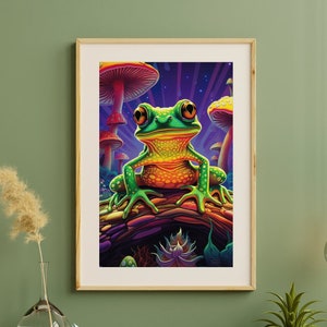 Trippy Frog digital art. Psychedelic and colorful.
