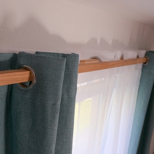 Doppel Gardinenstange 2 läufig Holz Eiche | Home Decor Wohnidee Custom Boho Nordisch Minimalistisch | Vorhanghalter Handgemacht Wohndeko