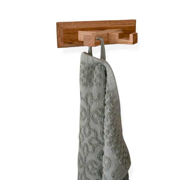 Towel rail made of wood oak | Home Decor Living Idea Custom Boho Nordic Minimalist | Tea Towel Holder Wooden Hook Handmade Gift