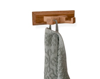Handtuchhalter aus Holz Eiche | Home Decor Wohnidee Custom Boho Nordisch Minimalistisch | Geschirrtuchhalter Holzhaken Handgemacht Geschenk