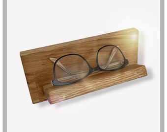 Porte-lunettes en bois de chêne massif Décoration intérieure personnalisée Boho nordique minimaliste | Etagère pour verres Cadeau fait main