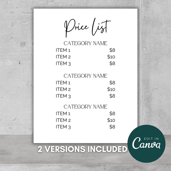 Craft Show Price List Signs Etsy Craft Show Price List Signs Etsy