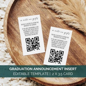 Abschluss-Qr-Code-Einlegekarte Canva-Vorlage, Abschlussfeier-Einladung Einlegekarte, Abschluss-Registrierkarte, College-Fonds-Spende